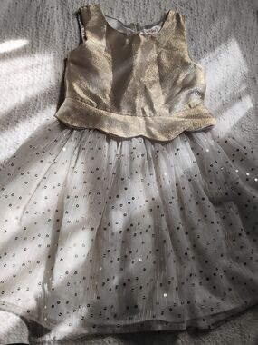 Cat & Jack Gold and Ivory Sequin Peplum Party Dress